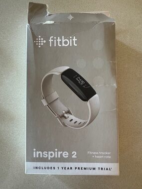 fitbit Inspire 2 Fitness Tracker - Lunar White Band with Black Display NEW!
